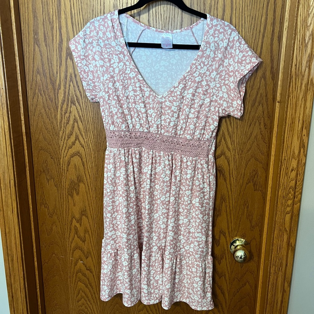 No Boundaries Pink Floral Midi Dress